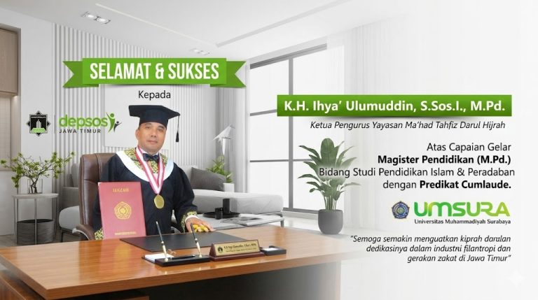“Teladan Kader, Penggerak LKSA Darul Hijrah K.H. Ihya’ Ulumuddin Lulus Cumlaude di UMSurabaya”